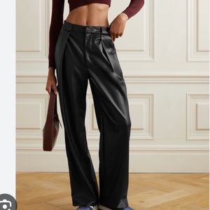 MOTHER Black Faux Leather Wide-Leg Trousers